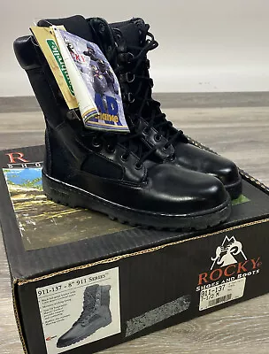 Rocky 911 Tactical Boots Mens Size 7. 5 M Black Leather Combat Police Fire EMS • $49