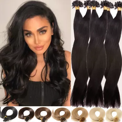 8A Fusion Pre Bonded U/Nail Keratin Tip100% Remy Human Hair Extensions 14-24Inch • $63.44