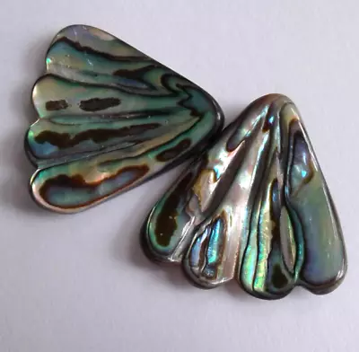 2 Natural Paua/Abalone Shell Beads Carved Mermaid Tail. 22 Mm Jewellery Making • £15.64