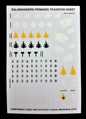 Primaris Salamanders Transfer Sheet Upgrade Warhammer 40K Space Marines  • $23.02