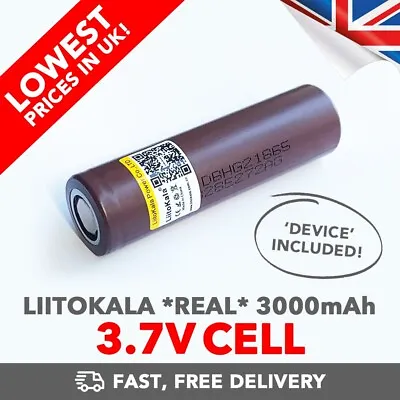 3.7v Lithium Cell Battery 3000mAh (Liitokala) & LED Device - UK Stock! • £44.95