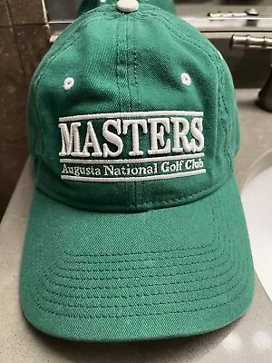 Vintage THE MASTERS Golf Hat Leather Strap Back AUGUSTA NATIONAL Spell Out • $25