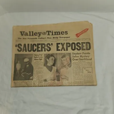 1966 'Saucers' Exposed  UFO Related Student Prank Valley Times San Fernando • $39.95