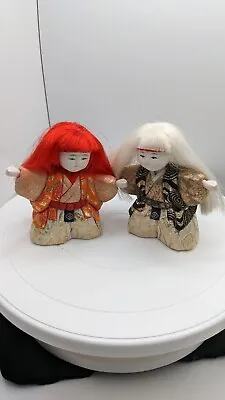 Japanese Kabuki Dolls Lion Dancers Red And White Mane Renjishi Vintage • $66.75