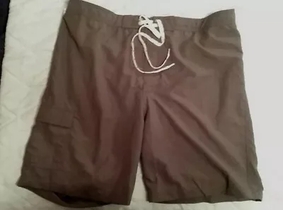 New Merona Mens Sz XL Gray Swim Trunks Shorts Cargo Mesh Lined Inseam 8.5  NWT • $12.99