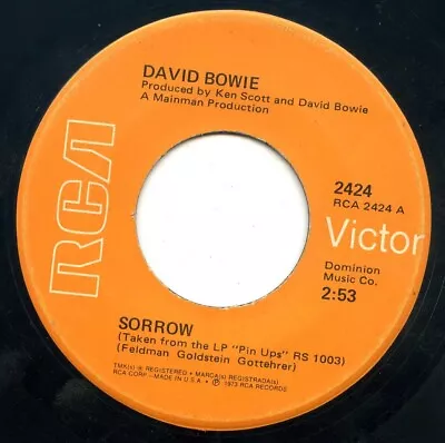 David Bowie - Sorrow / Amsterdam.  1973 Glam Rock 7  Single.  U.s. Pressing • £1.45