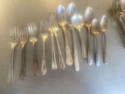 (24) Vintage Silverware - Variety Of 24 Pieces (x12 Forks X12 Spoons) • $40