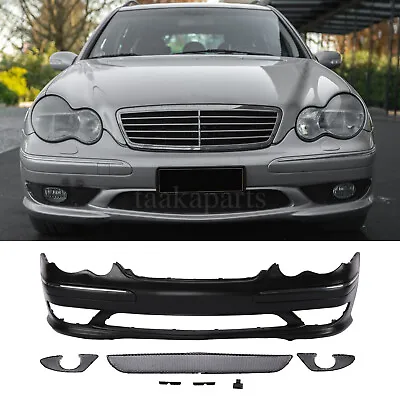 AMG Style Front Bumper Cover W/ Aluminium Lower Grille For Benz W203 2001-2007 • $379.99