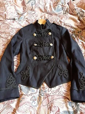 Topshop Boutique Black Military Brocade Jacket Size 6 • £28