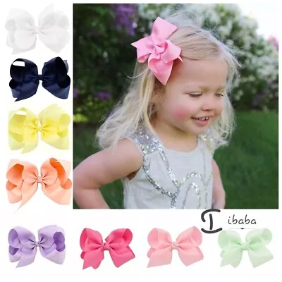 $4.24 • Buy 6   Bows Girls Big Dance Hair Clip Accessories School Party Snap Women Baby Bulk