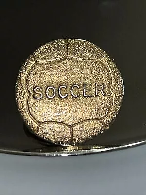 Vintage Soccer Ball Letterman Jacket Gold-Tone Travel Lapel Hat Pin • $9