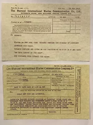 RMS Titanic Distress Call Marconi Wireless SOS/CQD Lot Of 2 Replica Cards • $9.95