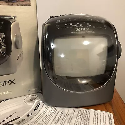 NEW Vtg GPX 5  B&W Portable TV Television AM-FM Radio 3-way Power • $27.50