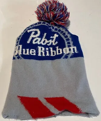 Pabst Blue Ribbon Pbr Preowned Knit Beanie Winter Hat Cap Pom Capamerica Ek12 • $9.99