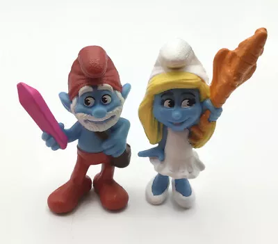McDonald's SMURFS 2 Papa & Smurfette Happy Meal Figures Magic Wand Crystal 2013 • $5.39