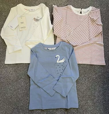 Baby Girl By Mango Long Sleeved T Shirts  X 3 Rrp £20 3-4 Years Organic Cotton • £6.50