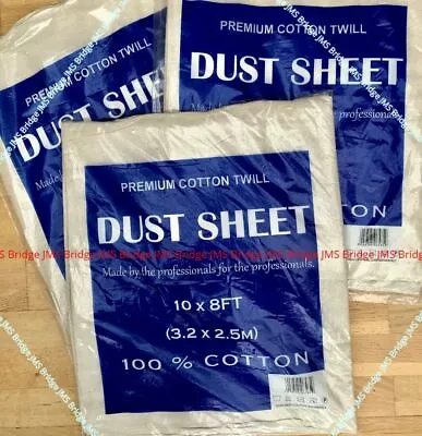 Cotton Twill Dust Sheets Various Sizes DIY Builder Decorating Cover 3.2m X2.5m • £5.79