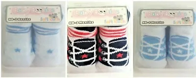 £3.50 • Buy Baby Boys Socks Trainer Style 3 Pairs 0-6 Month Gift Socks Navy Blue White