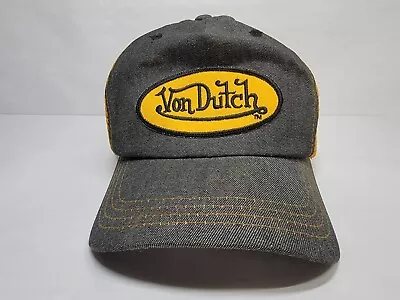 Men's Adjustable OSFA Von Dutch Gray Orange Sparkle Vented Patch Trucker Hat Cap • $29.97