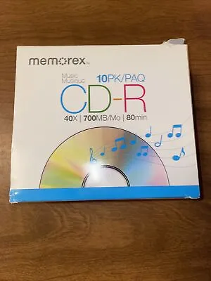 Memorex Music CD-R Recordable Blank CDs 40X 700 MB 80 Min 10 Pack • $8.99