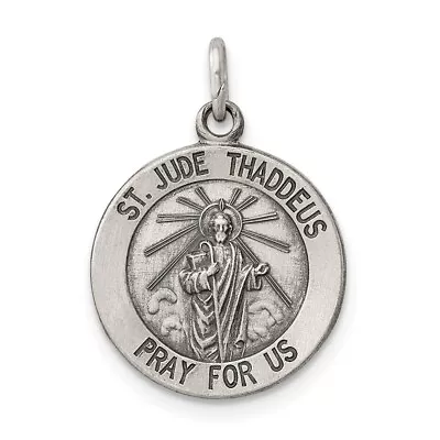 Sterling Silver St. Saint Jude Thaddeus Round Medal Charm Pendant 0.79 Inch • $20.05