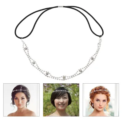 2 Pcs Headband Crystal Hair Chain Headbands For Women Elastic • £6.10