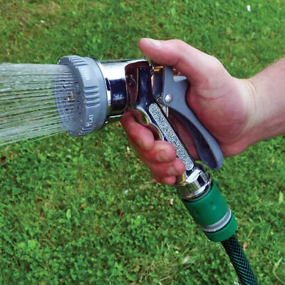 6 Dial Metal Spray Gun Multi Pattern Garden Hose Pipe Water Sprayer Soft Handle • £9.49