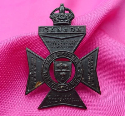 $30 • Buy Obsolete Ww1 Era George 5th Crown Canadian Hat Badge: The Regina Rifle Regiment.