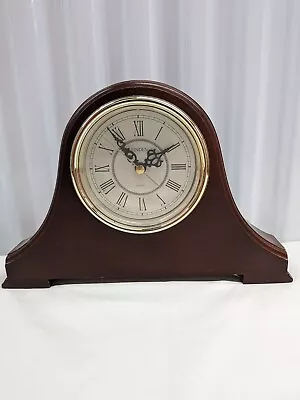 Linden Quartz Movement Wood Mantle Shelf Desk Alarm Clock Mahogany Finish • $12