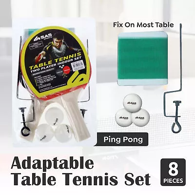 $14.69 • Buy Table Tennis Kit Ping Pong Set Metal Net Rack + 2 Bats + 3 Balls Xmas Gift