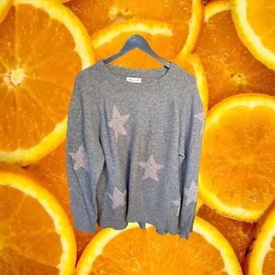 Lou & Gray For Loft Gray Crew Neck Star Sweater Size XL • $24