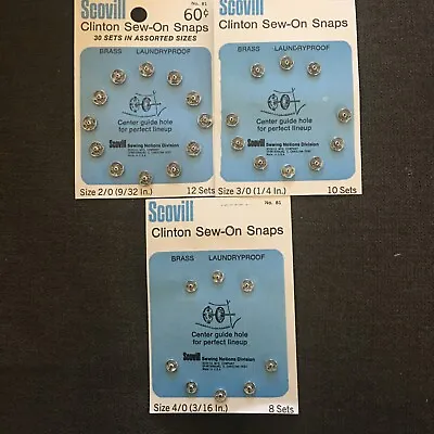 Vintage Scovill Clinton Sew-on Snaps 30 Sets In Assorted Sizes Silver • $3.98