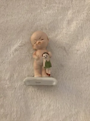 Vintage Lefton Kewpie Crying Baby Bisque Figurine Holding Doll (E2) • $6.90