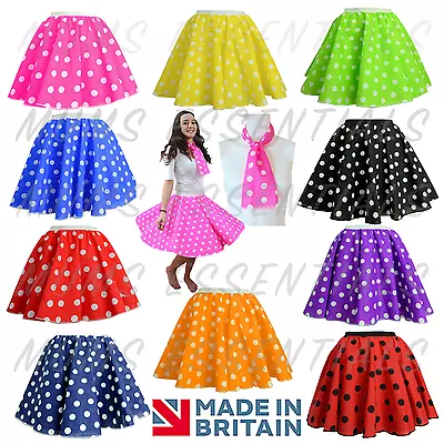 £9.99 • Buy GIRLS POLKA DOT ROCK AND ROLL 50s 60s SKIRT FREE SCARF FANCY DRESS COSTUME