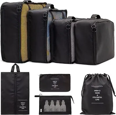 $14.99 • Buy 8PCS Travel Pouches Packing Cubes Luggage Organiser Clothes Suitcase Storage Bag