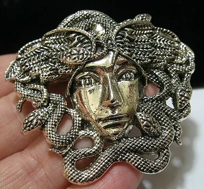 £14.99 • Buy Large Vintage Style Jewellery Silver Tone MEDUSA Snake Lady Statement Brooch Pin