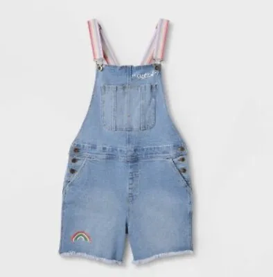 $19.99 • Buy TAKE PRIDE Overalls Shortalls Embroidered Rainbow Suspenders Unisex Size Large