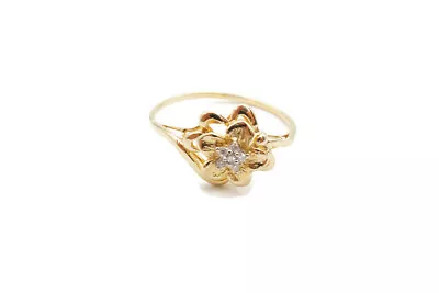 Heng Ngai HN 14k Yellow Gold Diamond Ring Flower Ring Size 10 • £199.58