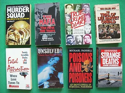 8 X CRIME P/B Books. Fatal Attraction-Unsolved!-Poisons & Poisoners-The Mafia • £19.95