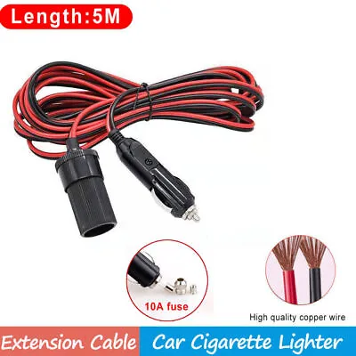 5M Car Cigarette Lighter 12V Extension Cable Adapter Socket Charger Lead New UK • £4.99