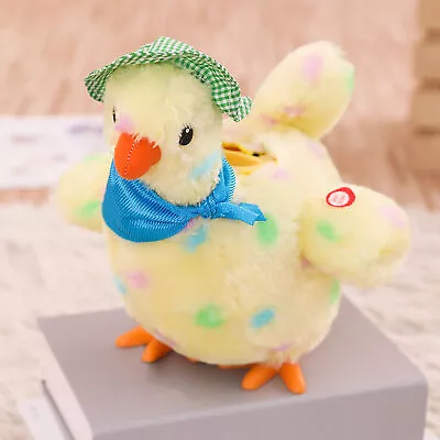 Fluffy Music Laying Hen With Three Eggs Funny Electric Stuffed Animal Gift • $30.16