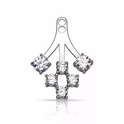 $9.89 • Buy One Piece 6 Round CZ Cluster Womens Add On Earring Cartilage Barbell Jacket