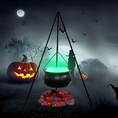 Halloween Decor Outdoor - Large Witches Cauldron On Tripod With Light Home❤️ • £22.55