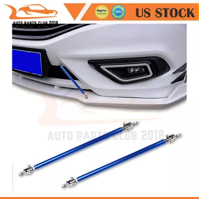 2Pcs Universal Left/Front Bumper Lip Strut Tie Support Bar Brace 100mm Blue • $8.99