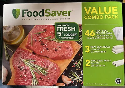 $35.99 • Buy FoodSaver Special Value Vacuum Seal Combo Pack 8  & 11  Rolls 46 Pre-Cut Qt Bags