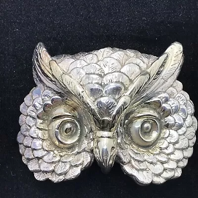 Vintage Designer YAACOV HELLER  925 Silver & Gold  Horned Owl Face  Brooch Pin • $459.99