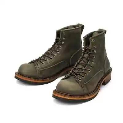 Men's Handcrafted Leather Monkey Logger Lace To Toe Boots • $165