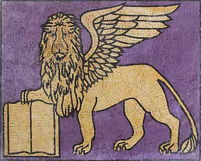 Mosaic Marble Decorated Lion With Wings ANIMAL Art Design 39x31 Inches • $697