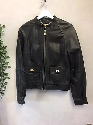 Mulberry Black Bayswater Postman’s Lock Soft Leather Biker Jacket UK10 • $496.10