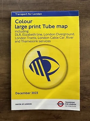 December 2023 Large Print Tube Map - London Underground And Elizabeth Line • £3.50
